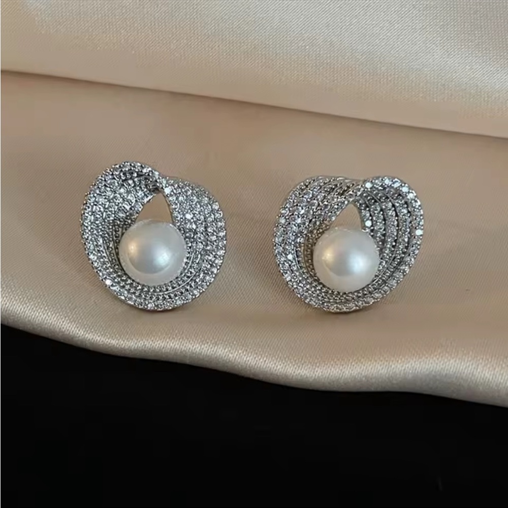 ZAKOL Luxury Pearl Zircon Stud Earrings Women Wedding Party Jewelry